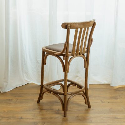 כיסא בר סגנון כפרי מרופד עץ אלון מלא משענת פסים