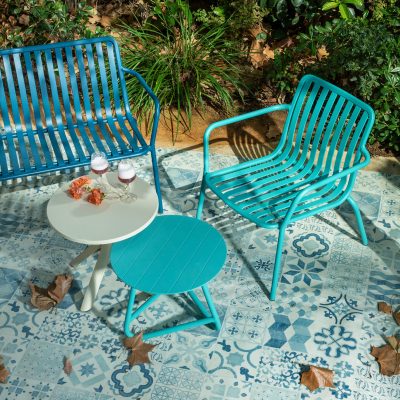 כיסא מעוצב לגינה שולחנות קפה עגולים אלומיניום עמיד