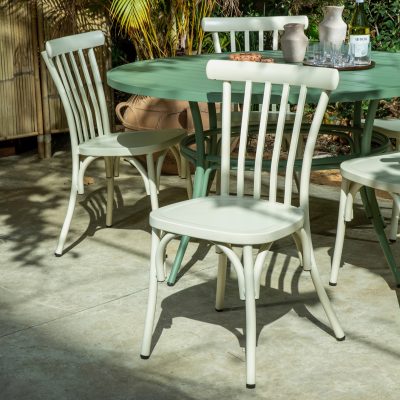 כיסא קרם משענת פסים אלומיניום עמיד לגינה כיסא מעוצב