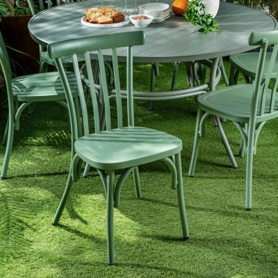 כיסא אלומיניום לגינה אלומיניום עמיד משענת פסים