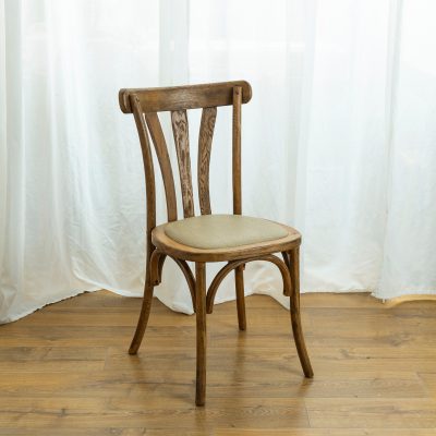 כיסא אוכל בסגנון כפרי ריפוד דמוי עור עץ מלא