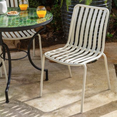 כיסא אלומיניום איכותי ריהוט גן מעוצב גוון קרם