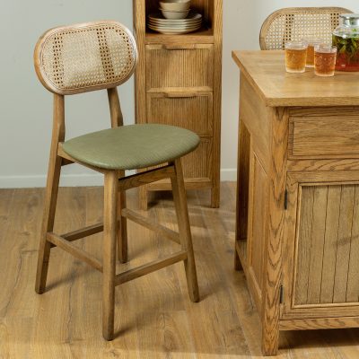 כיסא בר מעוצב עיצוב כפרי אי עץ מלא אקססוריז