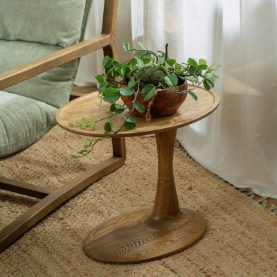 שולחן צד עץ מלא עיצוב כפרי רטרו עציץ כורסא ושטיח