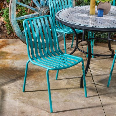 כיסא אלומיניום ללא ידיות לגינה עיצוב כפרי טורקיז
