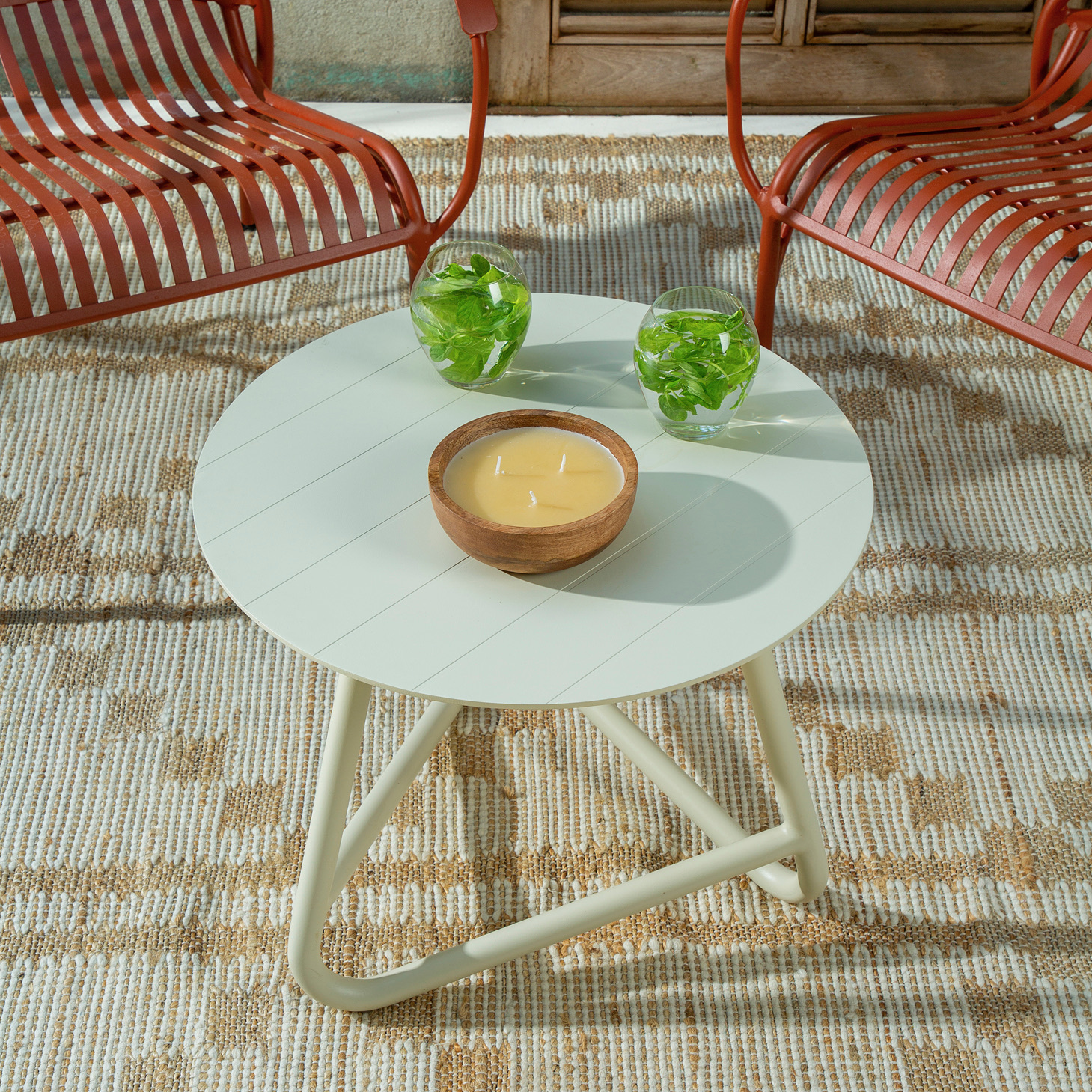 שולחן אלומיניום עגול ריהוט גן מעוצב אלומיניום עמיד