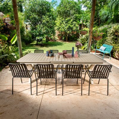 ריהוט גן מעוצב אלומיניום עמיד שולחן נפתח כיסאות בשחור פחם