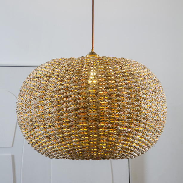 תאורת תלויה מעוצבת עיצוב בוהו שיק אהיל קלוע צמה תאורה חמה