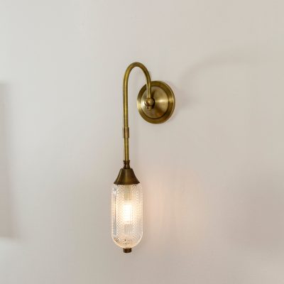 תאורה קירית מעוצבת מוט פליז איכותי בקבוק זכוכית תאורה חמה