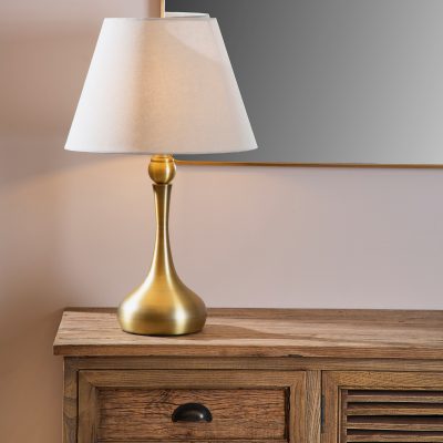 מנורת שולחן מעוצבת פליז איכותי אהיל בד