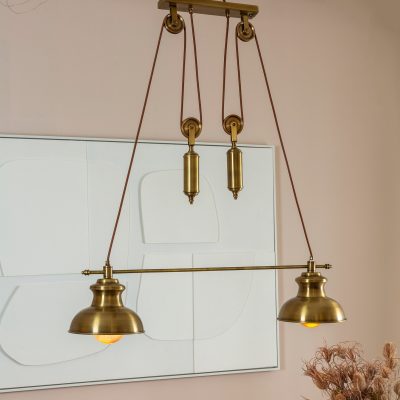 שנדליר בעיצוב תעשייתי פליז איכותי תאורה חמה