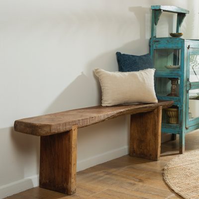 ספסל בעיצוב כפרי אתני ריהוט ייחודי עץ טיק