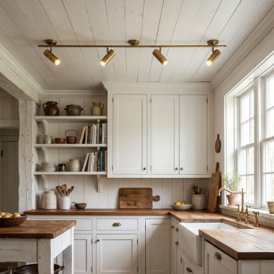 פס תאורת תקרה ספוטים פליז איכותי מטבח כפרי