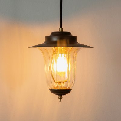 תאורה תלויה פליז מושחר זכוכית גלית תאורה מעוצבת