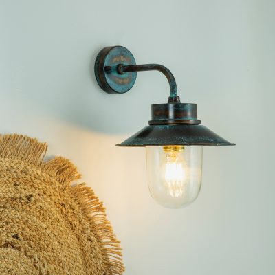 זרוע קיר פליז איכותי ווש כחול שחור זכוכית שקופה