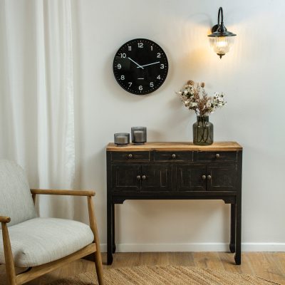 שידת כניסה לבית עיצוב כפרי עץ אלון מלא מגירות ודלתות אחסון