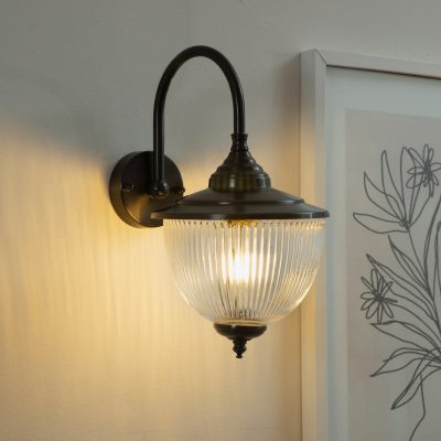 זרוע צמודת קיר פליז איכותי שחור זכוכית פסים תאורת אווירה