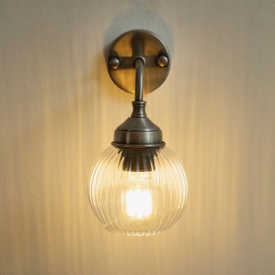 תאורה כפרית זרוע פליז זכוכית פסים כדורית תאורת אווירה