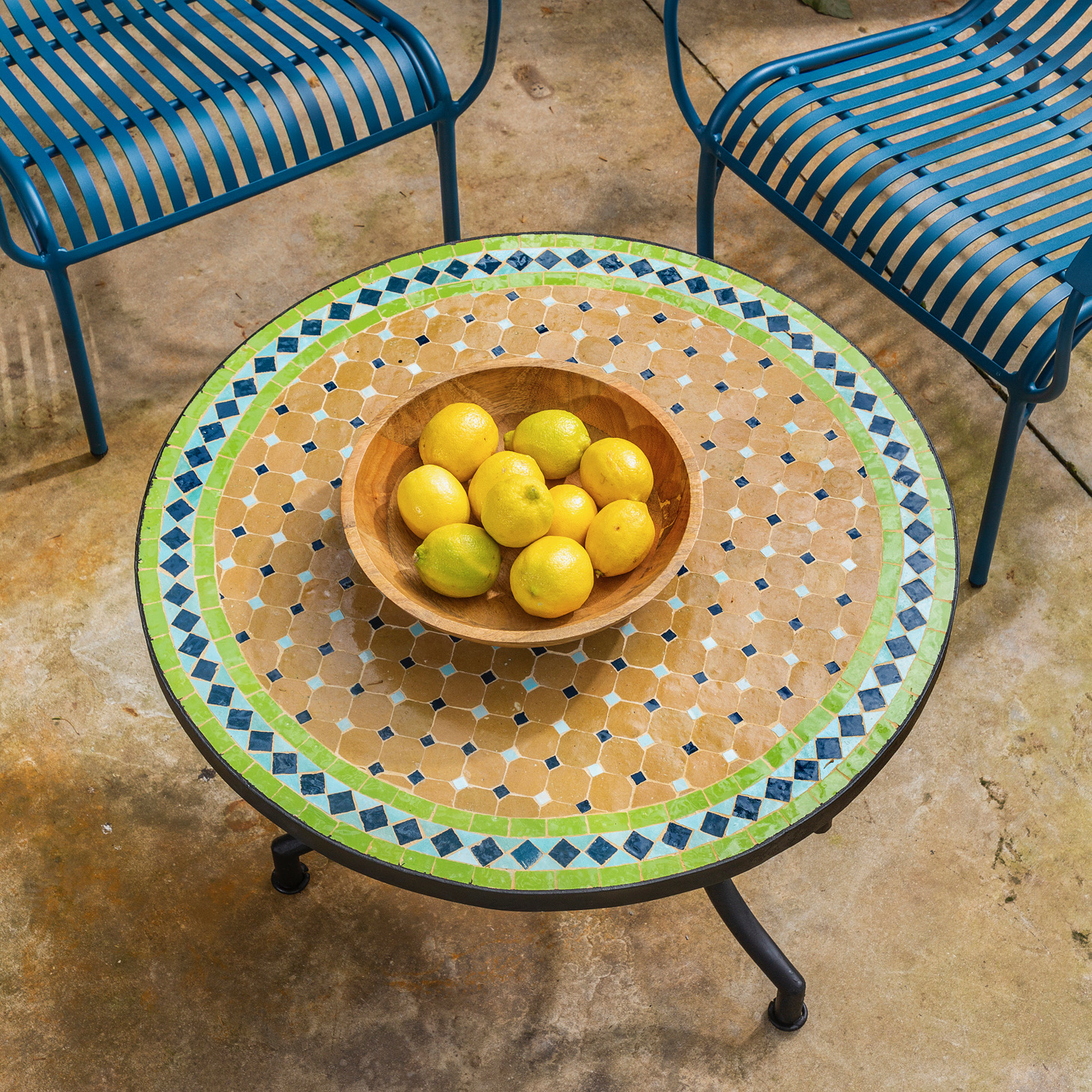 שולחן מעוצב לפינת הקפה ריהוט גן כפרי שולחן פסיפס