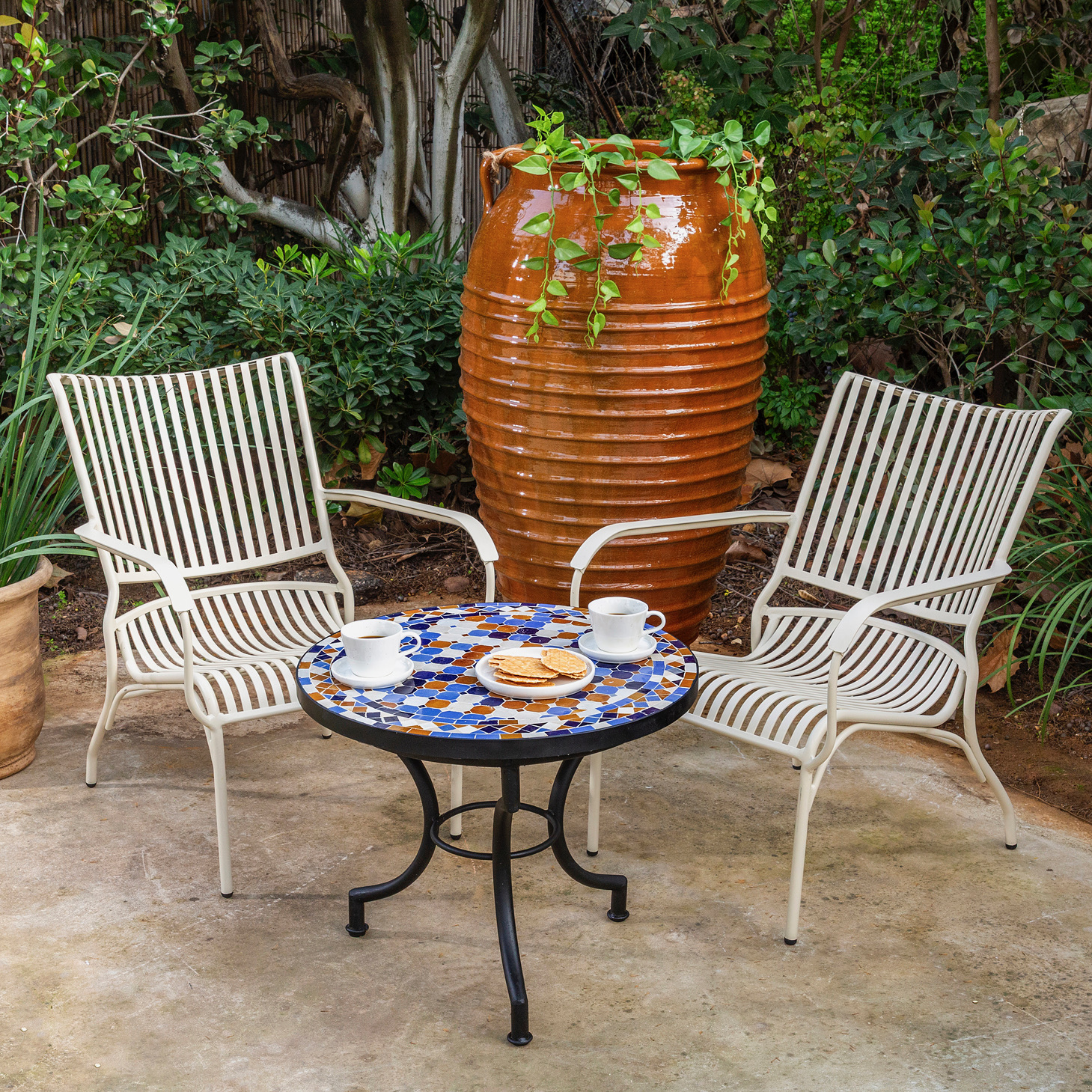 כד חרס עיצוב כפרי גלזורה מבריקה פינת קפה לגינה