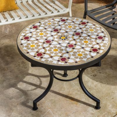 שולחן פסיפס לגינה עיצוב כפרי אתני ישיבה נמוכה