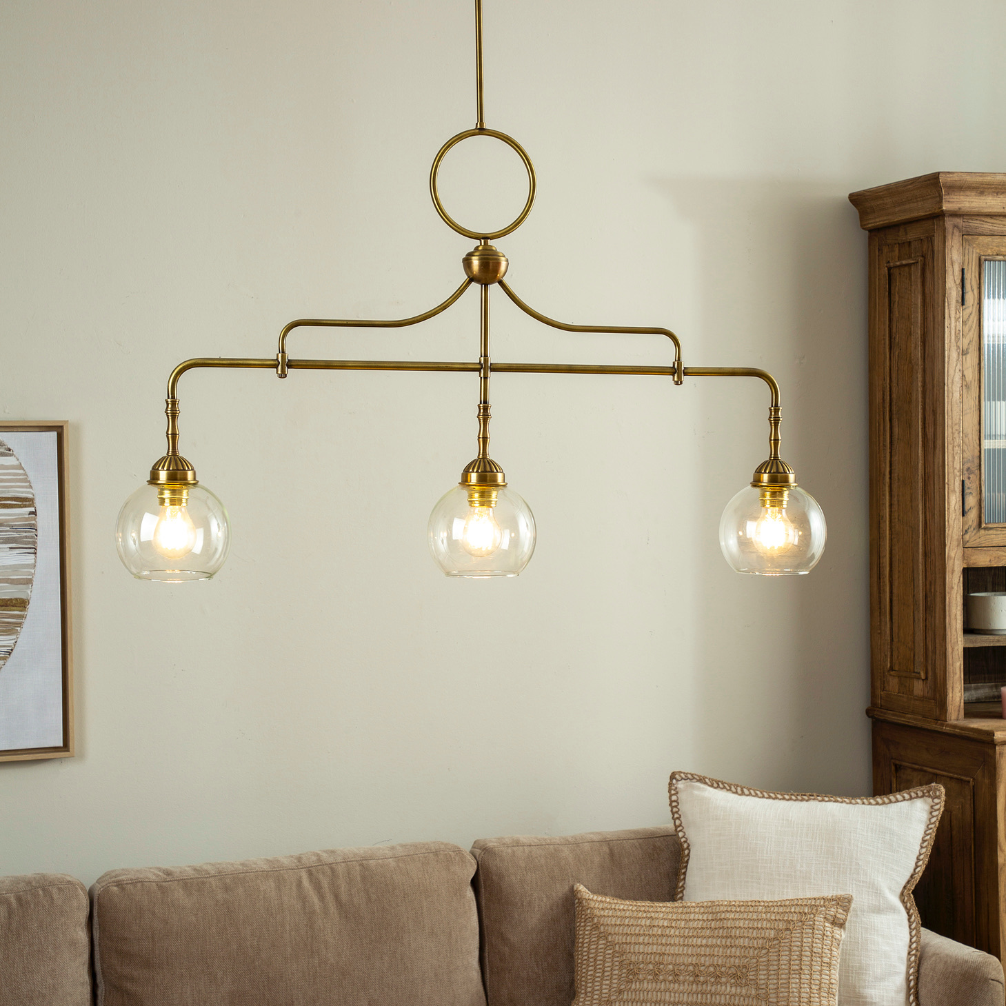 שנדליר פליז וזכוכית מעוצב תאורה מרכזית לסלון