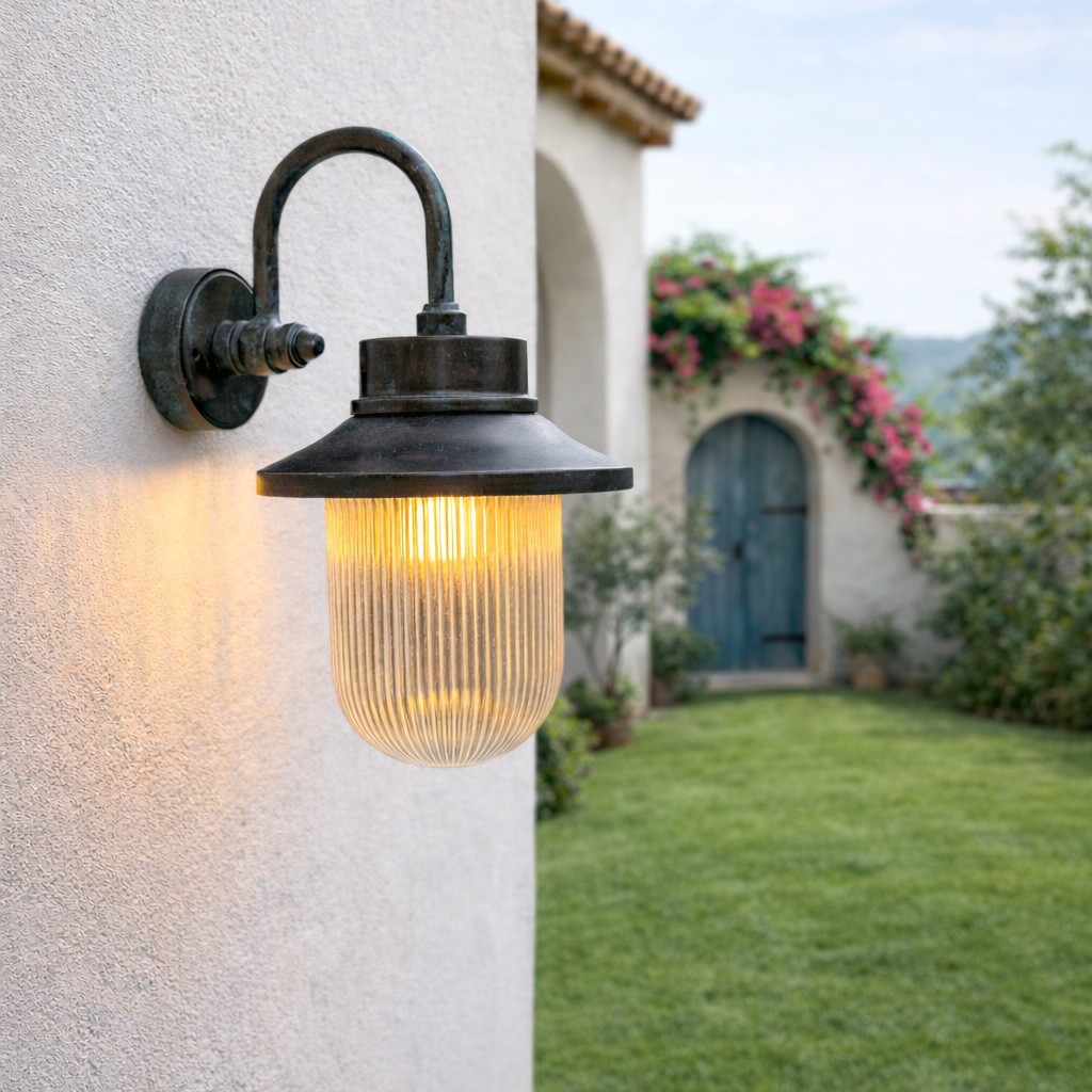 זרוע חוץ מעוצבת זכוכית פסים פליז איכותי מוברש