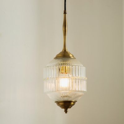 מנורת תלייה מעוצבת תאורת אווירה זכוכית ופליז