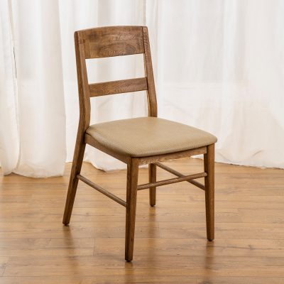 כיסא מרופד לפינת אוכל עץ אלון מלא משענת רחבה