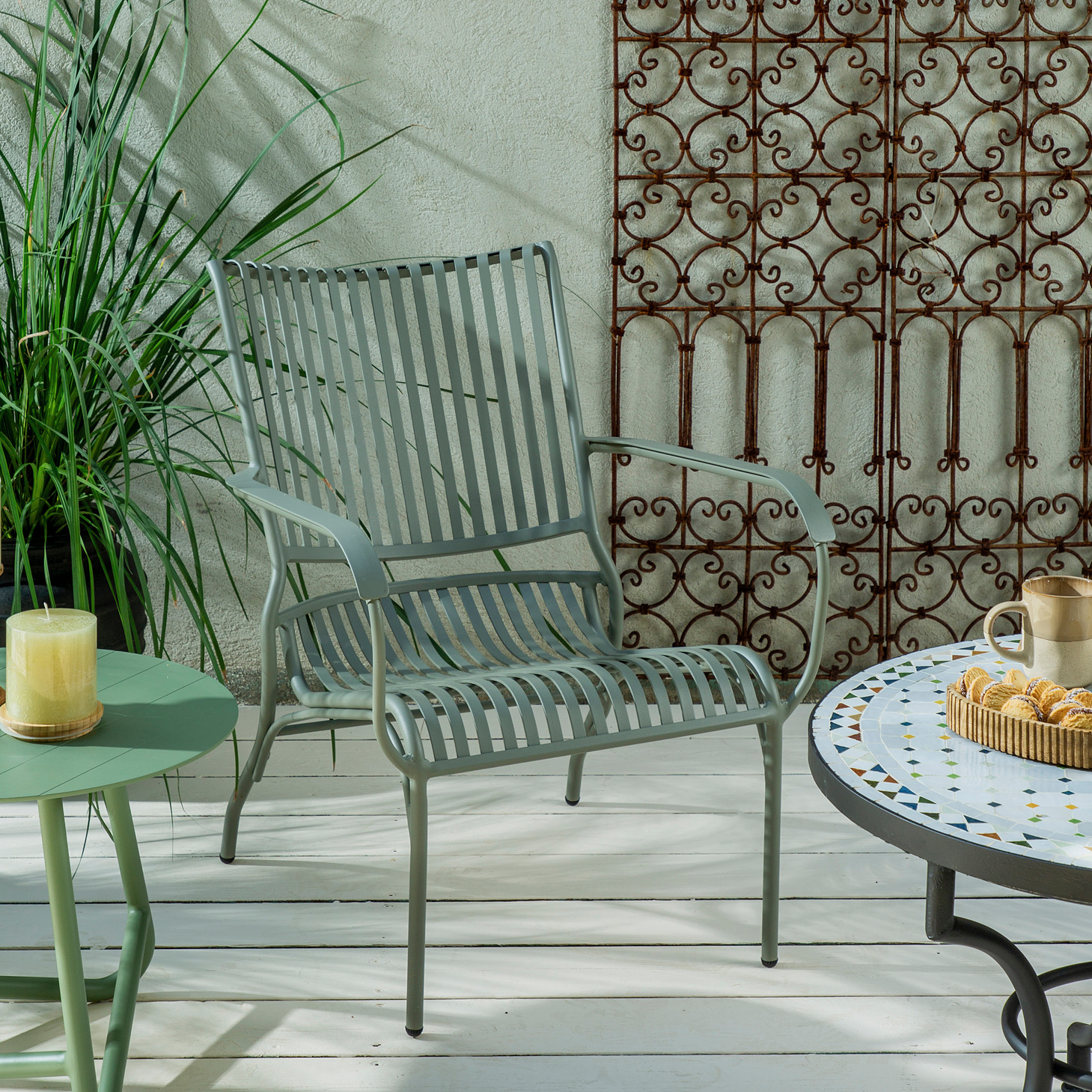 כיסא אלומיניום לגינה ישיבה נמוכה אלומיניום עמיד אפור