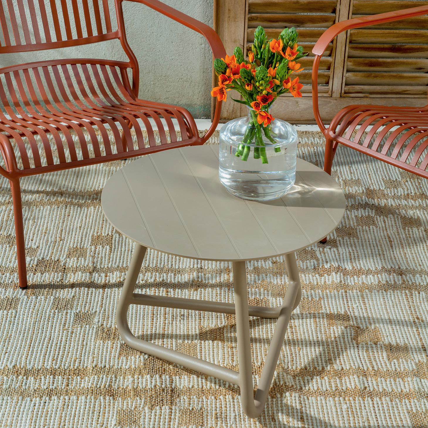 שולחן אלומיניום עגול ריהוט גן מעוצב חאקי