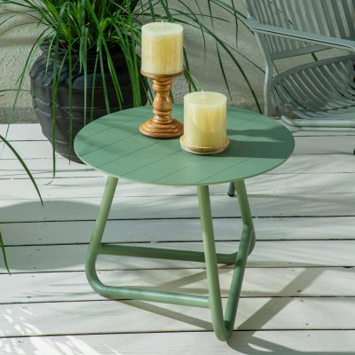 שולחן קפה מעוצב לגינה שולחן אלומיניום עגול ירוק