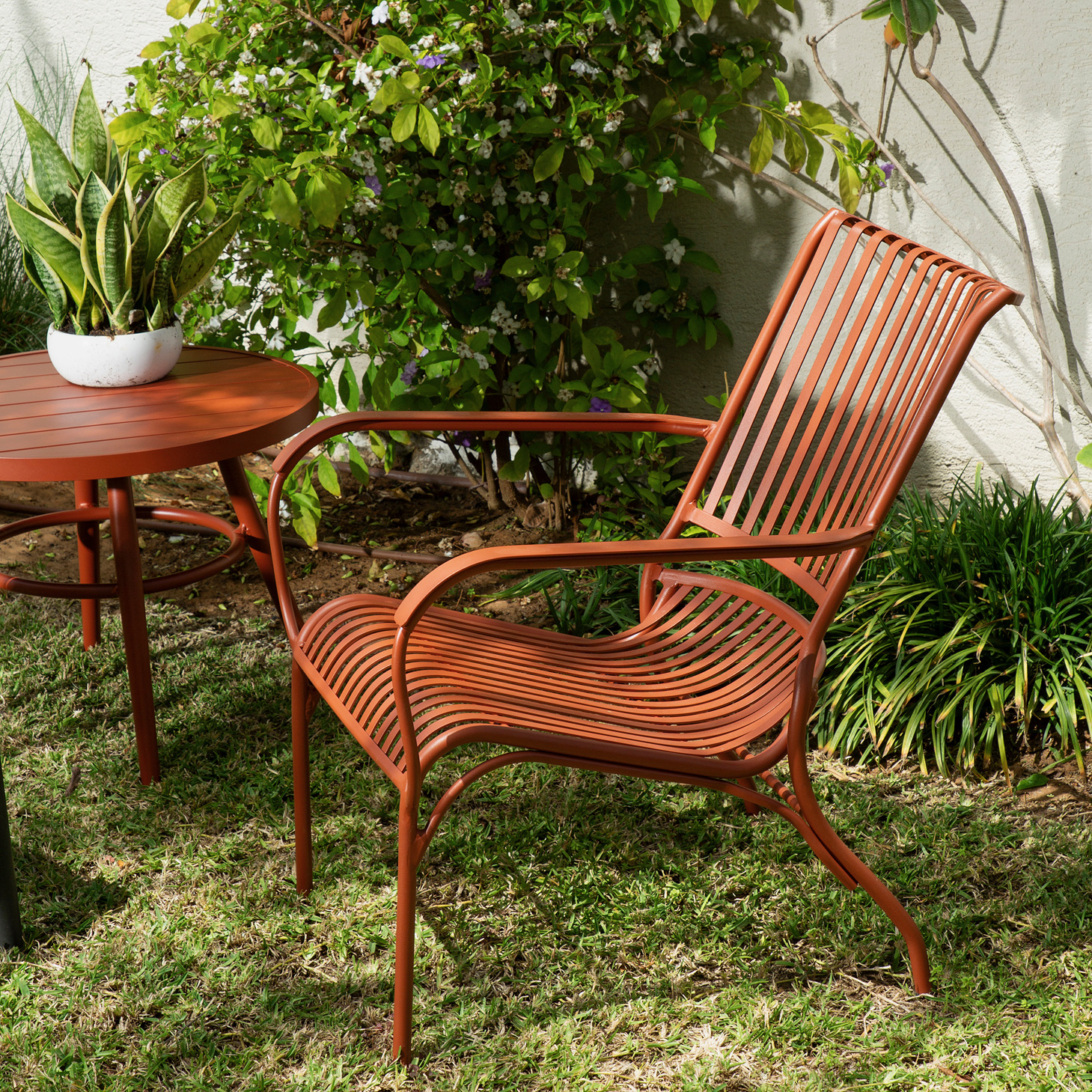 כיסא נוח לגינה אלומיניום איכותי משענת פסים