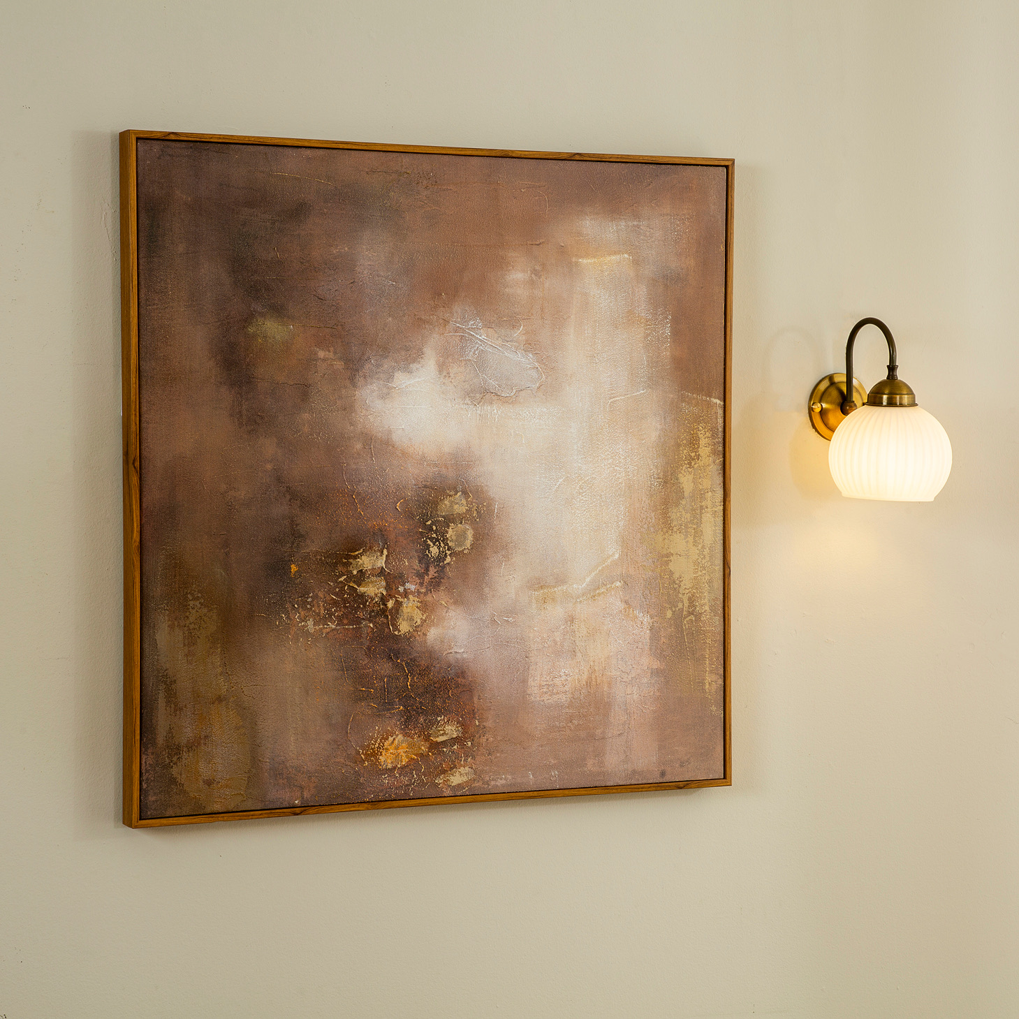 תאורת אווירה זכוכית חלבית זרוע פליז איכותי תמונה